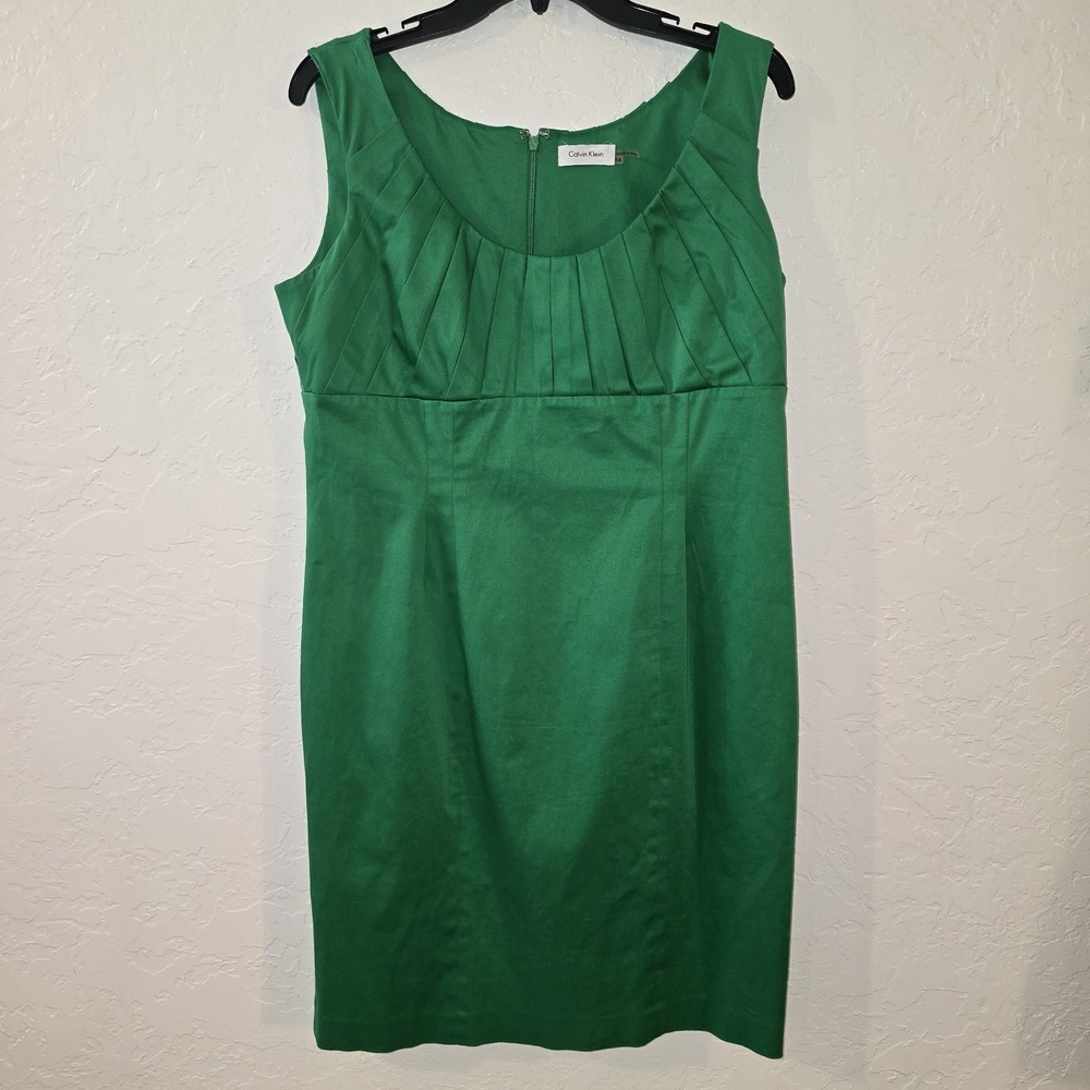 Ladies Calvin Klein green dress size 14 sleeveless short‎ bodycon stretch